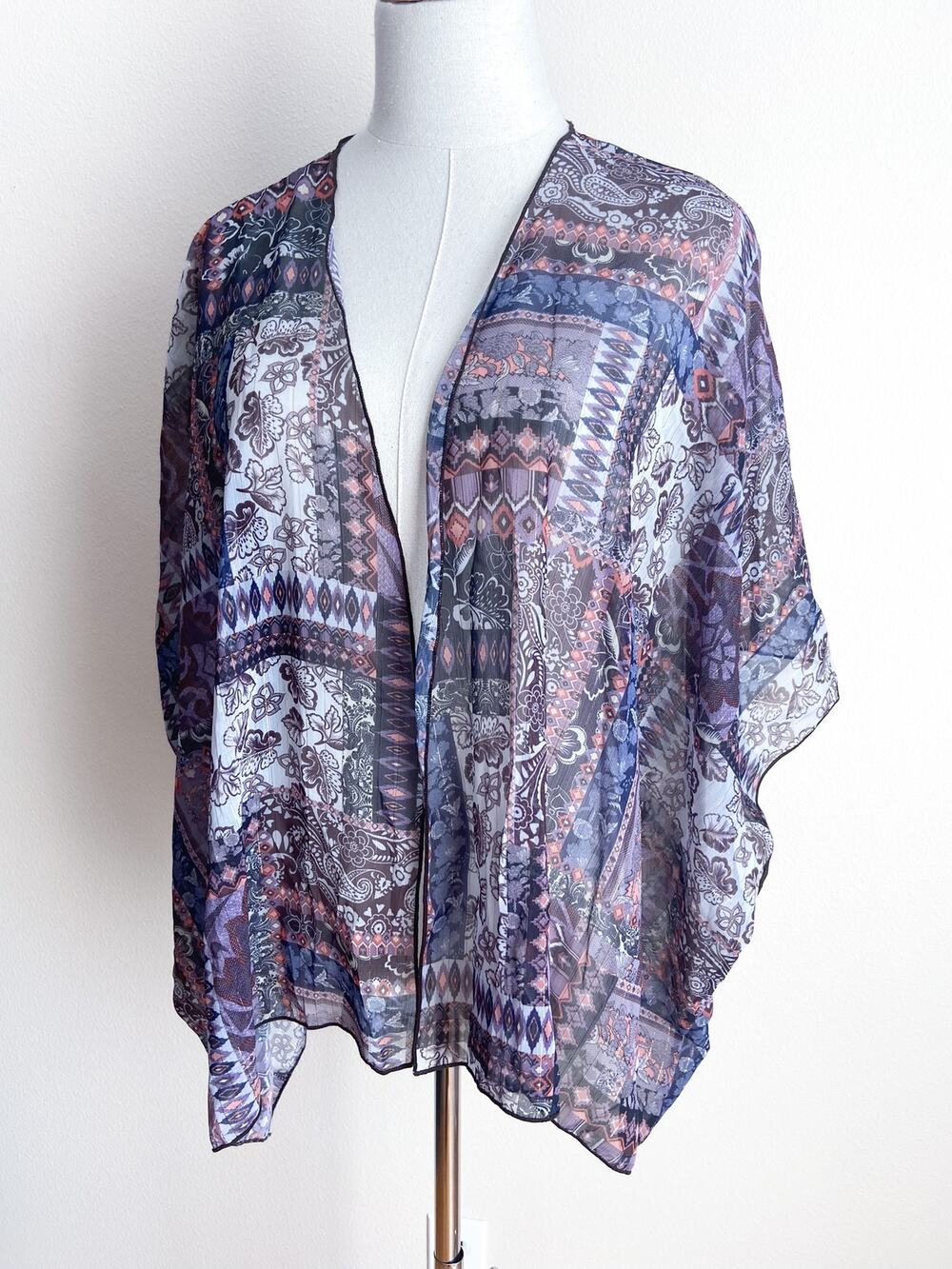 Y2K Wet Seal Purple Lightweight Shawl Wrap OS Paisley Floral